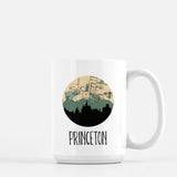 Princeton New Jersey city skyline with vintage Princeton map - Mug | 15 oz - City Map Skyline