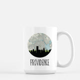 Providence Rhode Island city skyline with vintage Providence map - Mug | 15 oz - City Map Skyline
