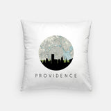 Providence Rhode Island city skyline with vintage Providence map - Pillow | Square - City Map Skyline