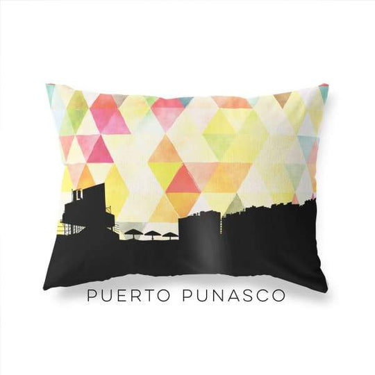 Puerto Punesco Mexico geometric skyline - Pillow | Lumbar / Yellow - Geometric Skyline