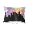 Queens New York geometric skyline - Pillow | Lumbar / RebeccaPurple - Geometric Skyline