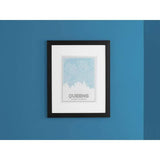 Queens New York road map and skyline - 5x7 Unframed Print / LightBlue - City Map and Skyline