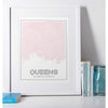 Queens New York road map and skyline - 5x7 Unframed Print / MistyRose - City Map and Skyline