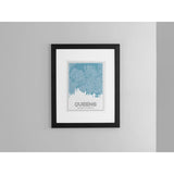 Queens New York road map and skyline - 5x7 Unframed Print / SteelBlue - City Map and Skyline