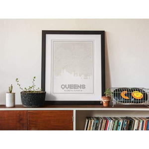 Queens New York road map and skyline - 5x7 Unframed Print / Tan - City Map and Skyline