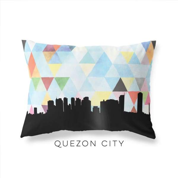 Quezon City Philippines geometric skyline - Pillow | Lumbar / LightSkyBlue - Geometric Skyline