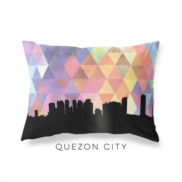 Quezon City Philippines geometric skyline - Pillow | Lumbar / RebeccaPurple - Geometric Skyline
