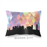 Quezon City Philippines geometric skyline - Pillow | Lumbar / RebeccaPurple - Geometric Skyline