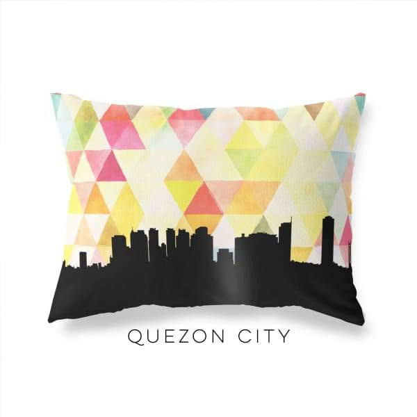 Quezon City Philippines geometric skyline - Pillow | Lumbar / Yellow - Geometric Skyline