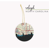 Raleigh North Carolina city skyline with vintage Raleigh map - City Map Skyline
