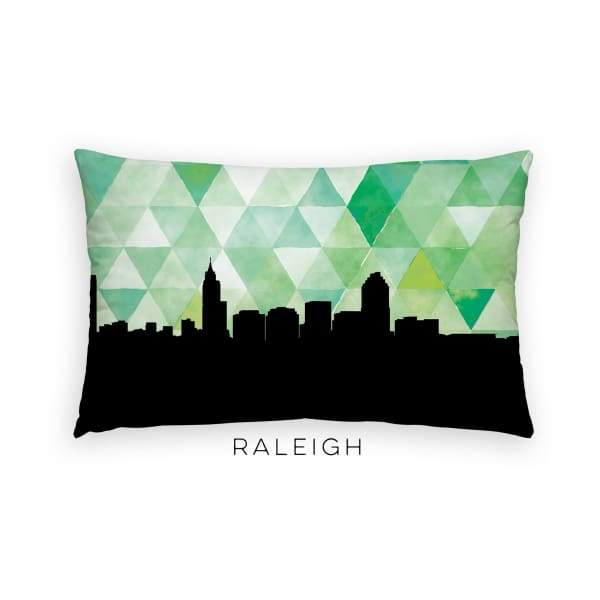 Raleigh North Carolina geometric skyline - Pillow | Lumbar / Green - Geometric Skyline