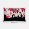 Raleigh North Carolina geometric skyline - Pillow | Lumbar / Red - Geometric Skyline