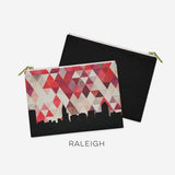 Raleigh North Carolina geometric skyline - Pouch | Small / Red - Geometric Skyline