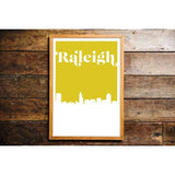 Raleigh North Carolina retro inspired city skyline - 5x7 Unframed Print / Khaki - Retro Skyline