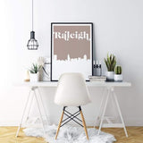 Raleigh North Carolina retro inspired city skyline - 5x7 Unframed Print / Tan - Retro Skyline