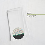 Reno Nevada city skyline with vintage Reno map - Tea Towel - City Map Skyline