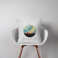 Reykjavik Iceland city skyline with vintage Reykjavik map - City Map Skyline