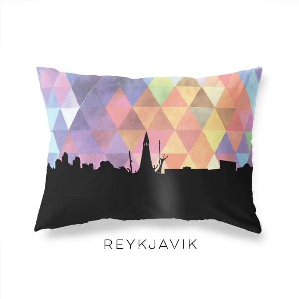 Reykjavik Iceland geometric skyline - Pillow | Lumbar / RebeccaPurple - Geometric Skyline