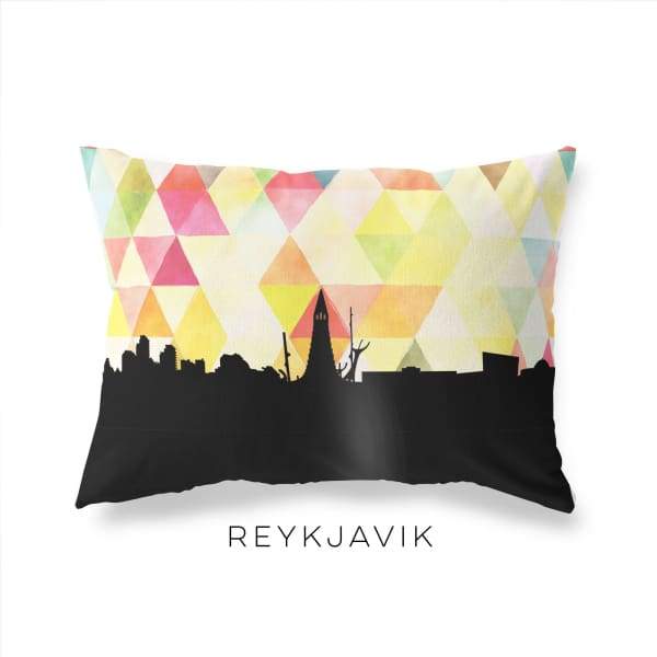Reykjavik Iceland geometric skyline - Pillow | Lumbar / Yellow - Geometric Skyline