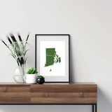 Rhode Island ’home’ state silhouette - 5x7 Unframed Print / DarkGreen - Home Silhouette