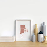 Rhode Island ’home’ state silhouette - 5x7 Unframed Print / RosyBrown - Home Silhouette