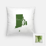 Rhode Island ’home’ state silhouette - Pillow | Square / DarkGreen - Home Silhouette