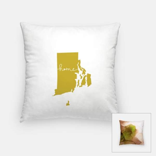 Rhode Island ’home’ state silhouette - Pillow | Square / GoldenRod - Home Silhouette