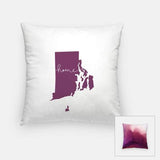 Rhode Island ’home’ state silhouette - Pillow | Square / Purple - Home Silhouette