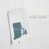 Rhode Island ’home’ state silhouette - Tea Towel / DarkSlateGray - Home Silhouette