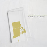 Rhode Island ’home’ state silhouette - Tea Towel / GoldenRod - Home Silhouette
