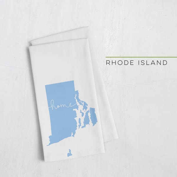 Rhode Island ’home’ state silhouette - Tea Towel / LightBlue - Home Silhouette