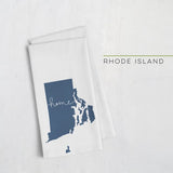 Rhode Island ’home’ state silhouette - Tea Towel / MidnightBlue - Home Silhouette