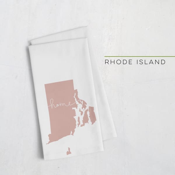 Rhode Island ’home’ state silhouette - Tea Towel / RosyBrown - Home Silhouette