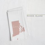 Rhode Island ’home’ state silhouette - Tea Towel / RosyBrown - Home Silhouette