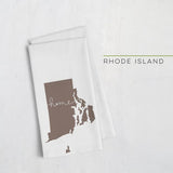 Rhode Island ’home’ state silhouette - Tea Towel / SaddleBrown - Home Silhouette