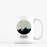Richmond Virginia city skyline with vintage Richmond map - Mug | 15 oz - City Map Skyline