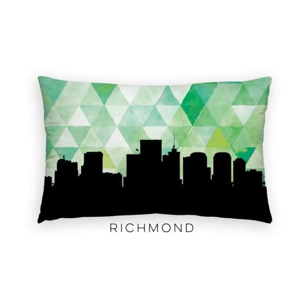 Richmond Virginia geometric skyline - Pillow | Lumbar / Green - Geometric Skyline