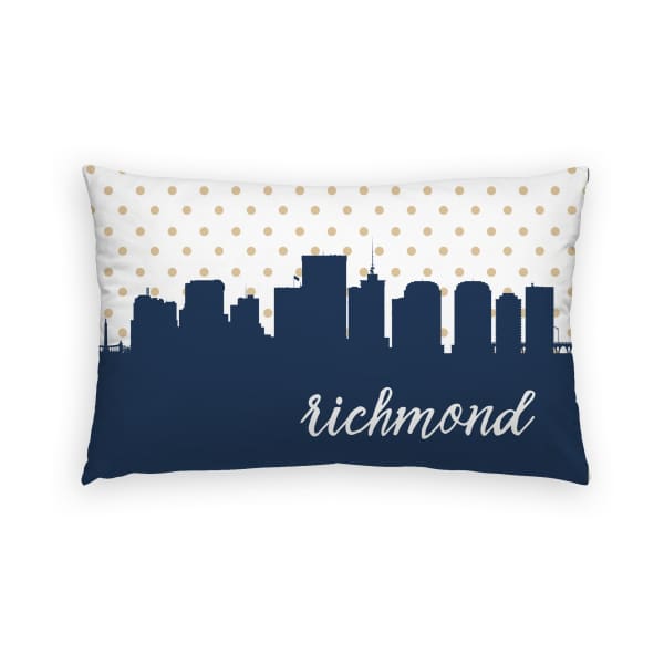 Richmond Virginia polka dot skyline - Pillow | Lumbar / Navy - Polka Dot Skyline