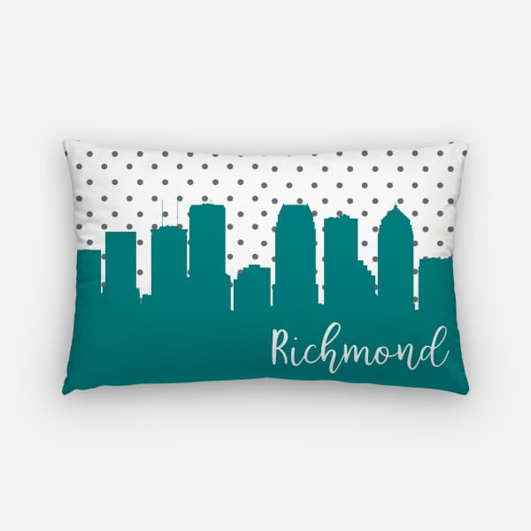 Richmond Virginia polka dot skyline - Pillow | Lumbar / Teal - Polka Dot Skyline