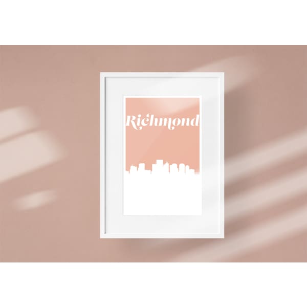 Richmond Virginia retro inspired city skyline - 5x7 Unframed Print / MistyRose - Retro Skyline