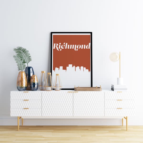 Richmond Virginia retro inspired city skyline - 5x7 Unframed Print / Sienna - Retro Skyline