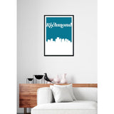 Richmond Virginia retro inspired city skyline - 5x7 Unframed Print / Teal - Retro Skyline