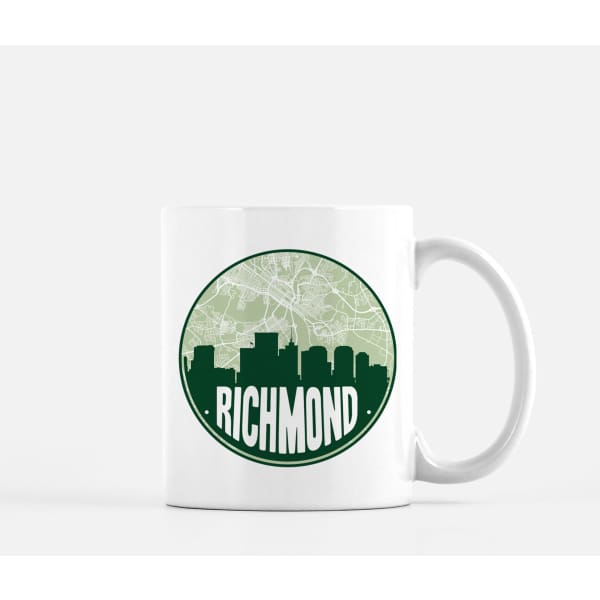 Richmond Virginia skyline and city map design | in multiple colors - Mug | 11 oz / Green - City Map Skyline