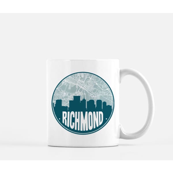 Richmond Virginia skyline and city map design | in multiple colors - Mug | 11 oz / Teal - City Map Skyline