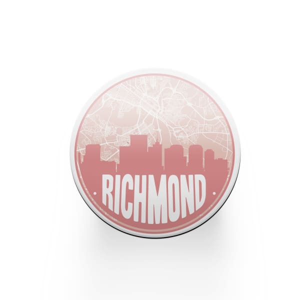 Richmond Virginia skyline and city map design | in multiple colors - Coaster Set | Set of 2 / Pink - City Map Skyline