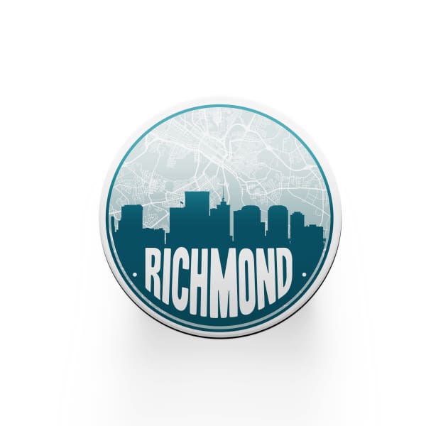 Richmond Virginia skyline and city map design | in multiple colors - Coaster Set | Set of 2 / Teal - City Map Skyline