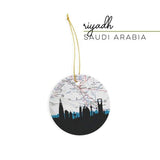 Riyadh Saudi Arabia city skyline with vintage Riyadh map - City Map Skyline