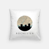 Rochester New York city skyline with vintage Rochester map - Pillow | Square - City Map Skyline
