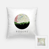 Rogers Arkansas city skyline with vintage Rogers map - Pillow | Square - City Map Skyline