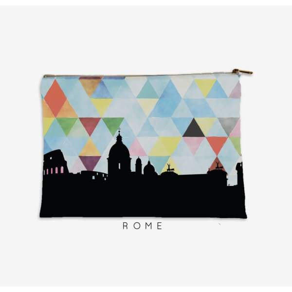 Rome Italy geometric skyline - Pouch | Small / LightSkyBlue - Geometric Skyline